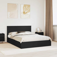 Letto con Contenitore Nero 150 x 200 cm Legno multistrato 3410785