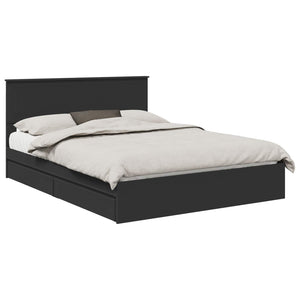 Letto con Contenitore Nero 150 x 200 cm Legno multistrato 3410785