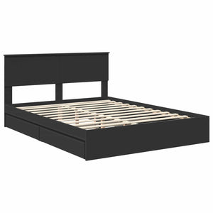 Letto con Contenitore Nero 150 x 200 cm Legno multistrato 3410785