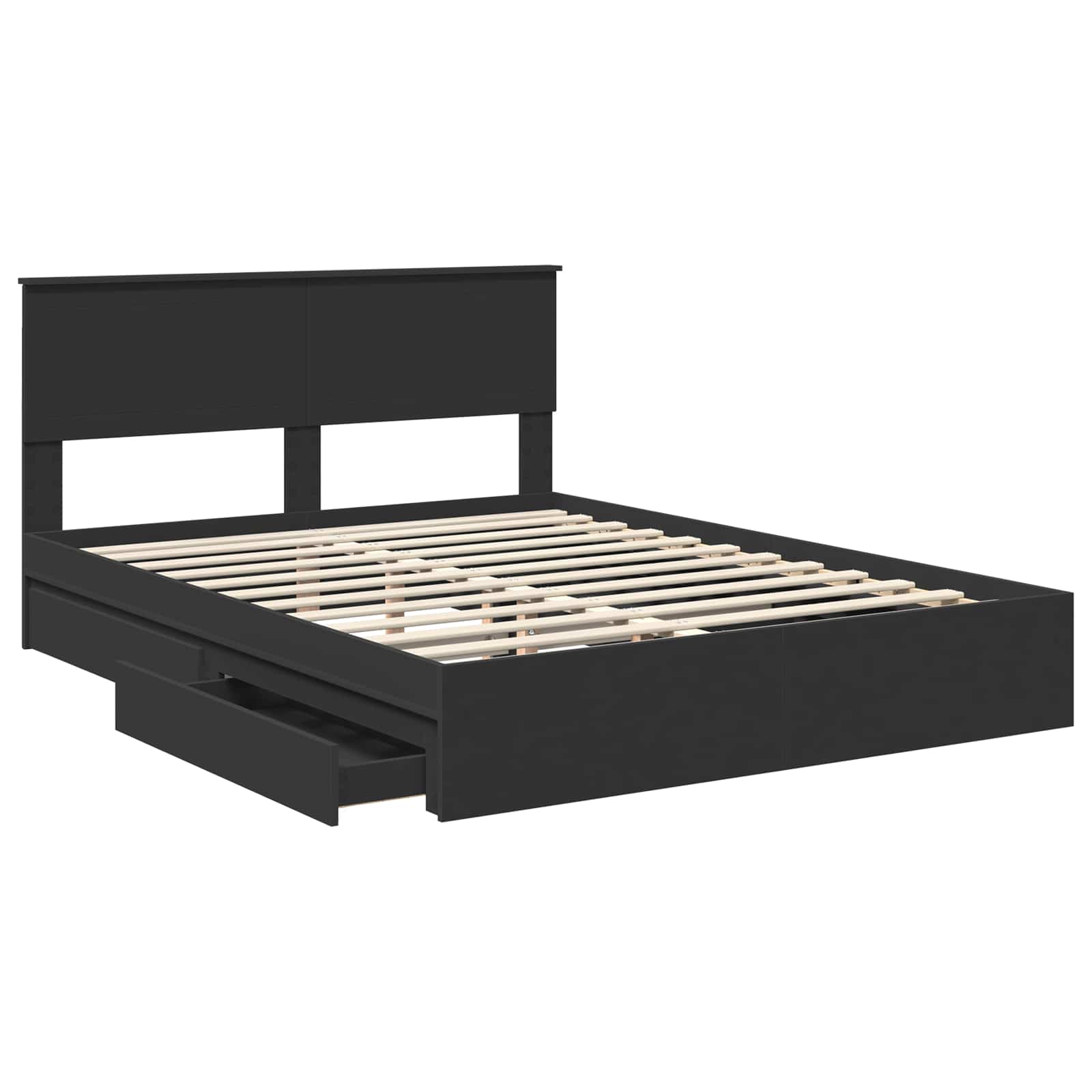 Letto con Contenitore Nero 150 x 200 cm Legno multistrato 3410785