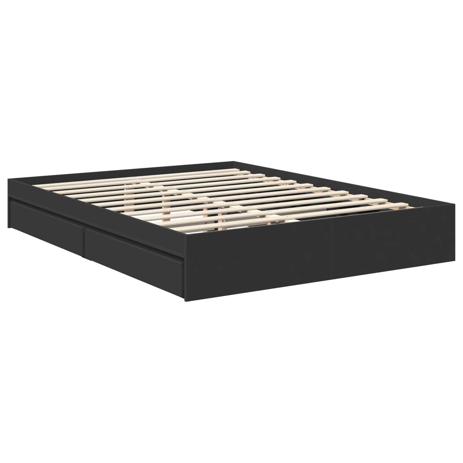 Letto con Contenitore Nero 150 x 200 cm Legno multistrato 3410785