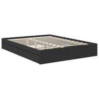 Letto con Contenitore Nero 150 x 200 cm Legno multistrato 3410785