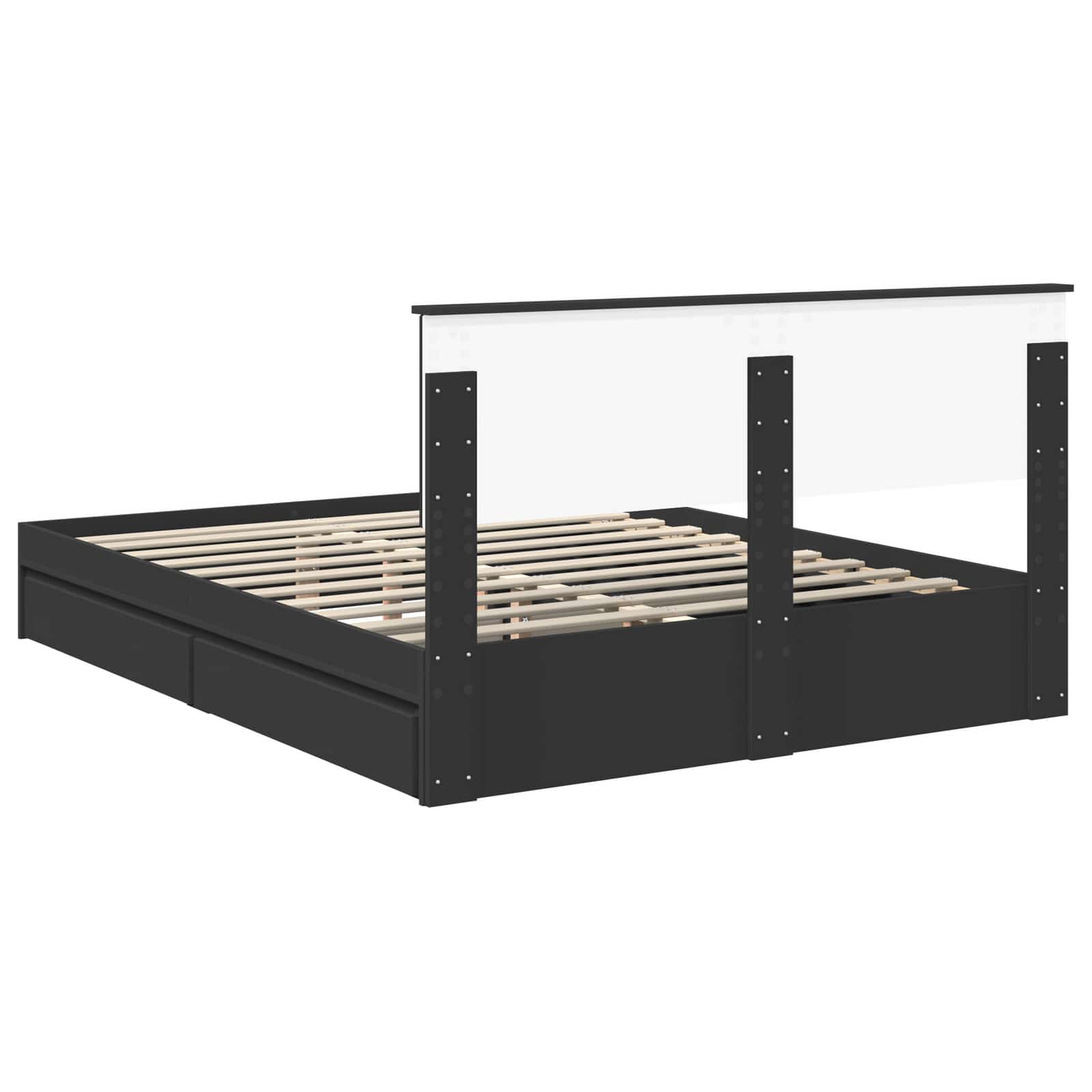 Letto con Contenitore Nero 150 x 200 cm Legno multistrato 3410785