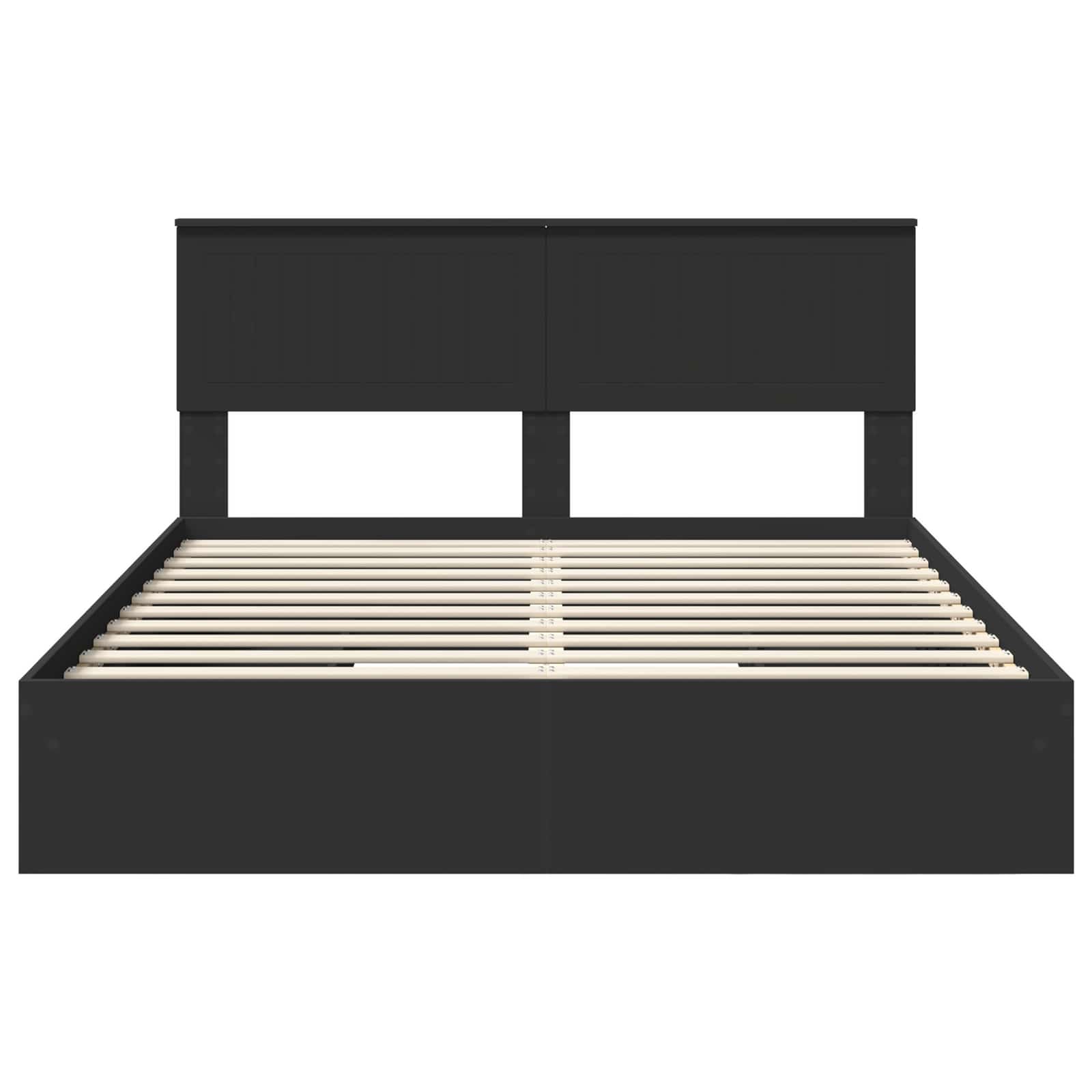 Letto con Contenitore Nero 150 x 200 cm Legno multistrato 3410785