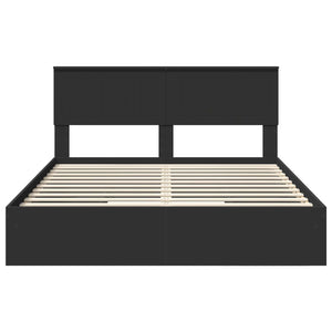 Letto con Contenitore Nero 150 x 200 cm Legno multistrato 3410785