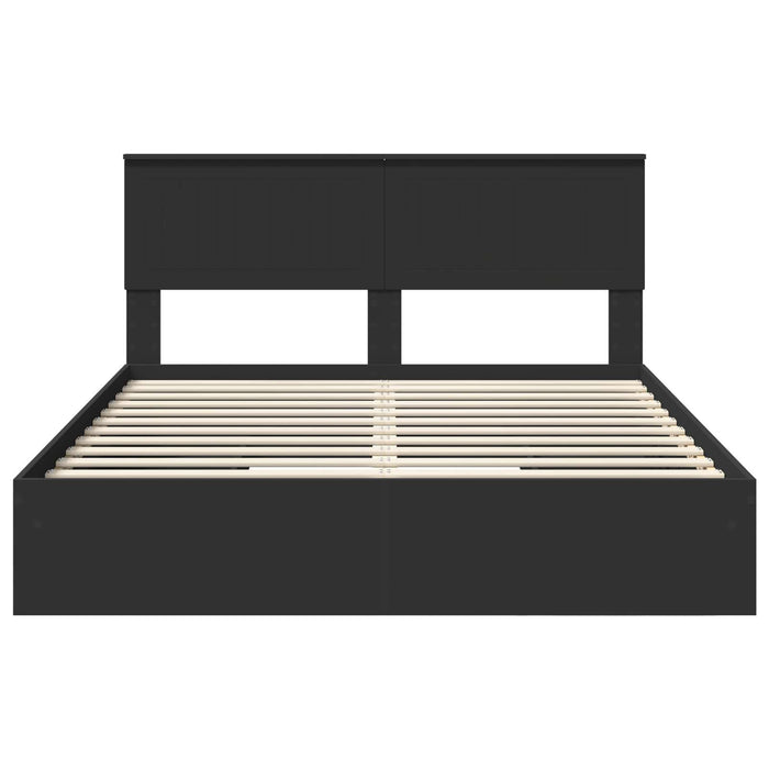 Letto con Contenitore Nero 150 x 200 cm Legno multistrato 3410785