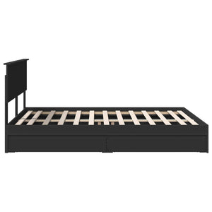 Letto con Contenitore Nero 150 x 200 cm Legno multistrato 3410785