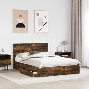 Letto con Contenitore con testiera-Struttura Letto con contenitore Rovere fum¨¦ 140 x 200 cm 532127
