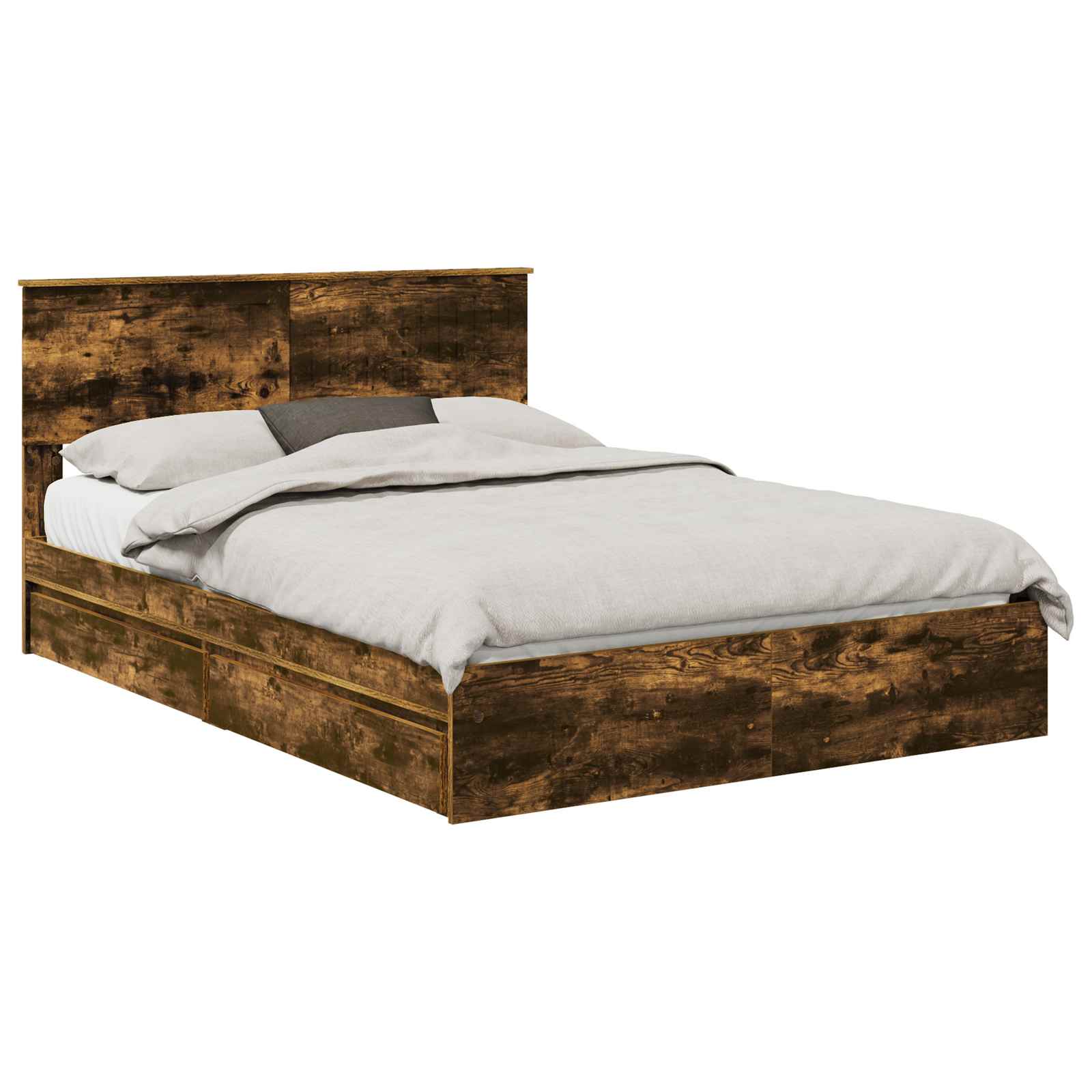 Letto con Contenitore con testiera-Struttura Letto con contenitore Rovere fum¨¦ 140 x 200 cm 532127