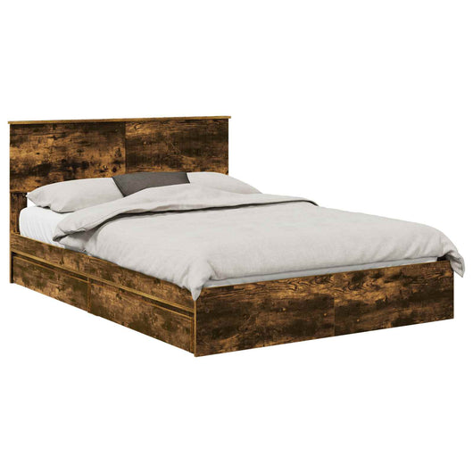 Letto con Contenitore con testiera-Struttura Letto con contenitore Rovere fum¨¦ 140 x 200 cm 532127