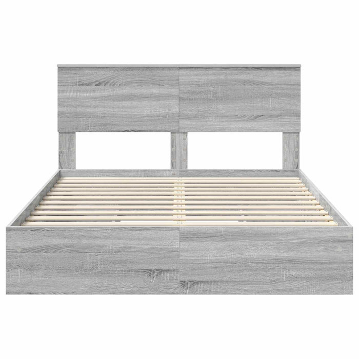 Letto con Contenitore con testiera-Struttura Letto con contenitore Grigio Sonoma 140 x 200 cm 877955