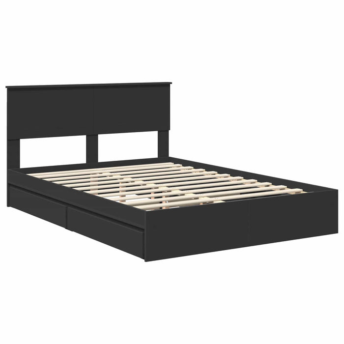 Letto con Contenitore Nero 140 x 190 cm Legno multistrato 3410799