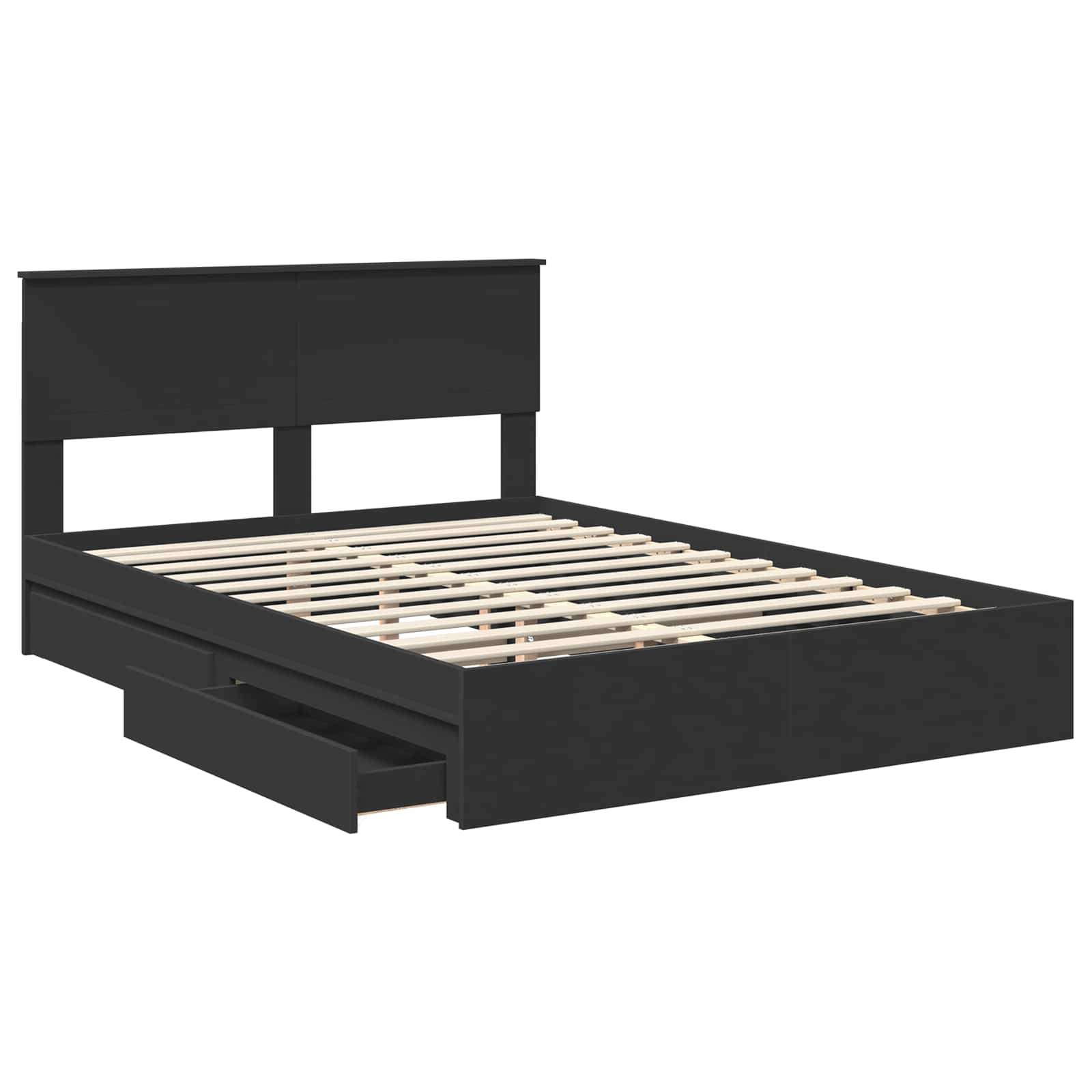 Letto con Contenitore Nero 140 x 190 cm Legno multistrato 3410799