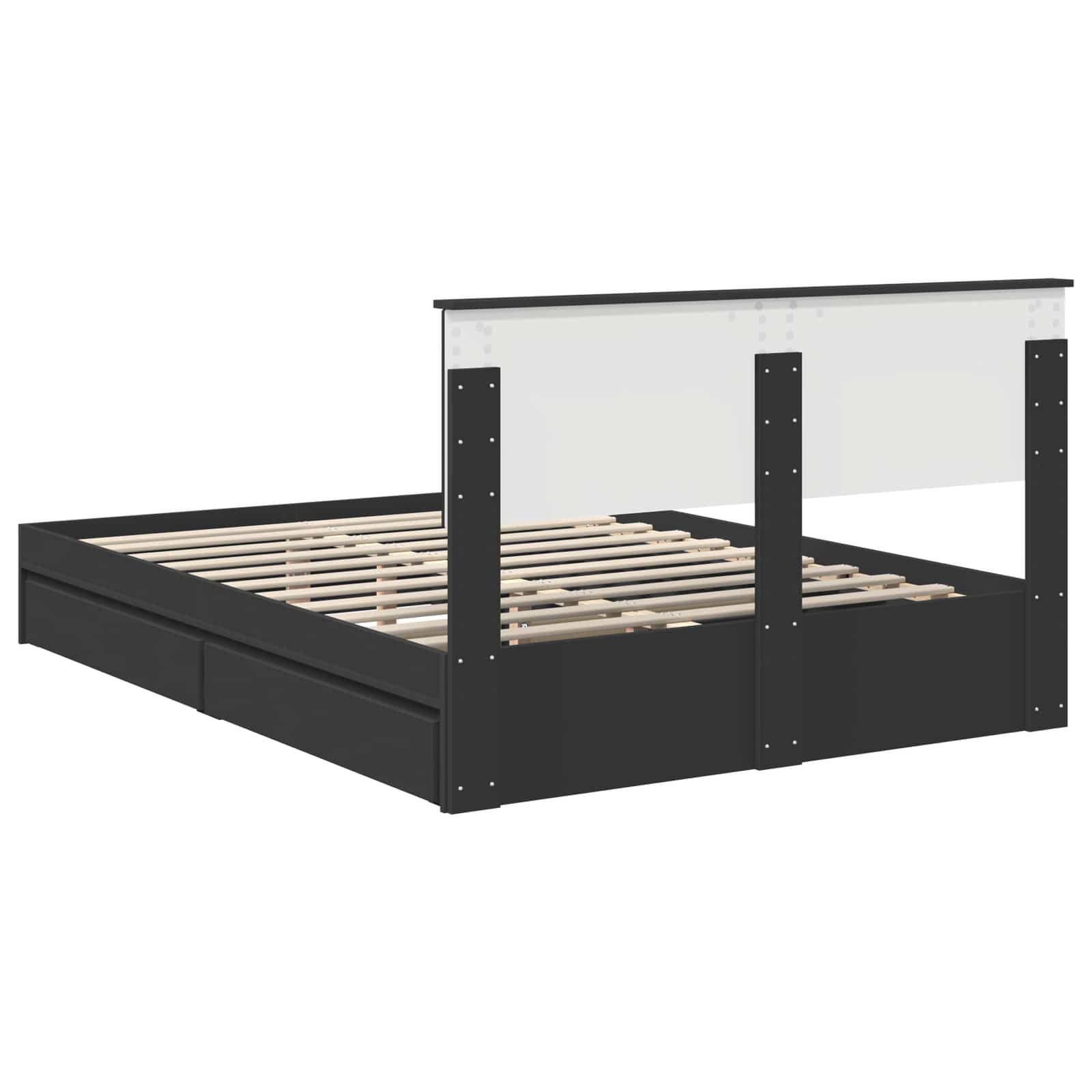 Letto con Contenitore Nero 140 x 190 cm Legno multistrato 3410799