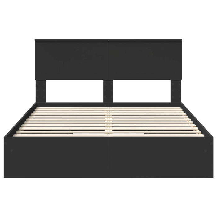 Letto con Contenitore Nero 140 x 190 cm Legno multistrato 3410799