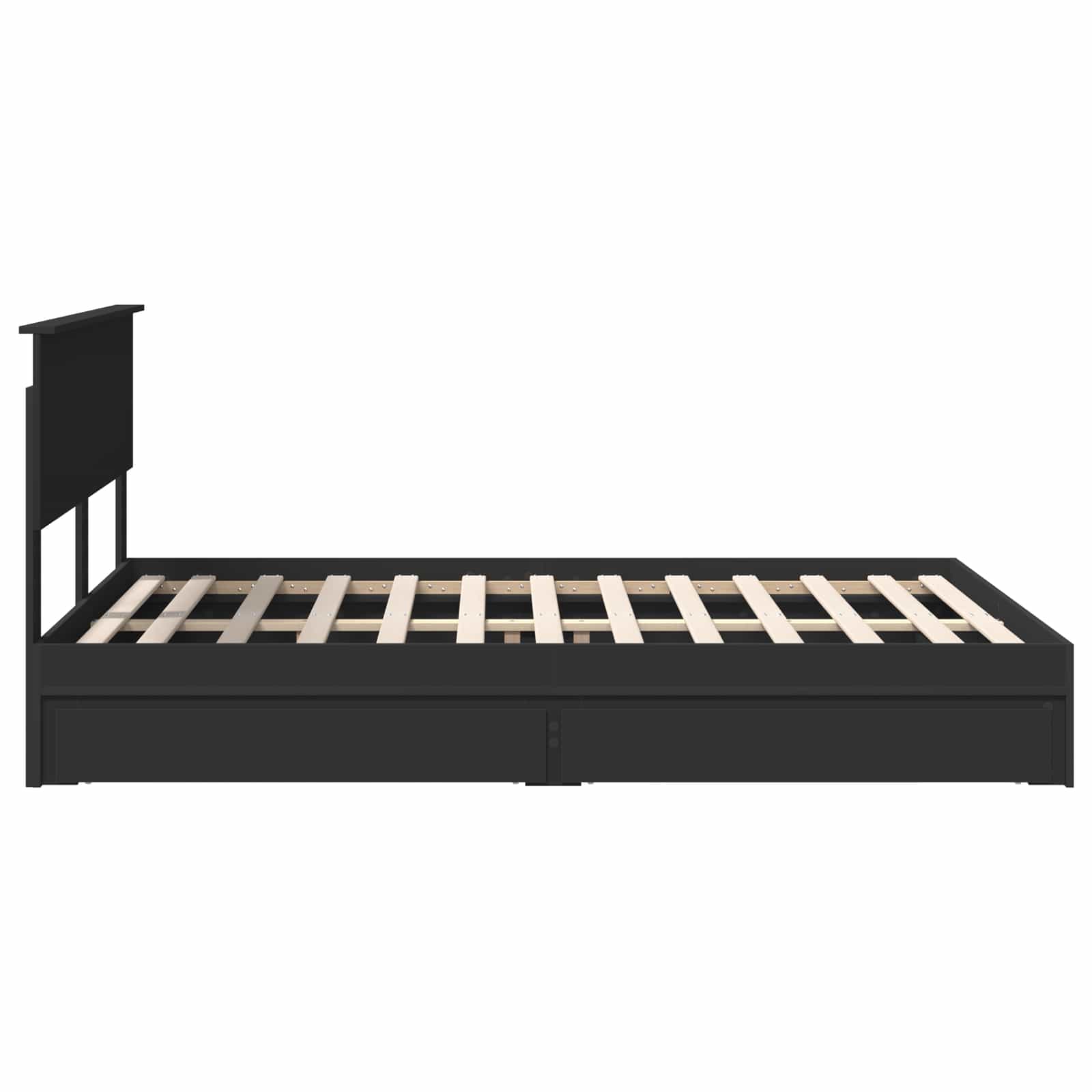 Letto con Contenitore Nero 140 x 190 cm Legno multistrato 3410799