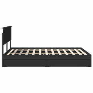 Letto con Contenitore Nero 140 x 190 cm Legno multistrato 3410799