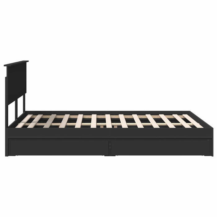 Letto con Contenitore Nero 140 x 190 cm Legno multistrato 3410799