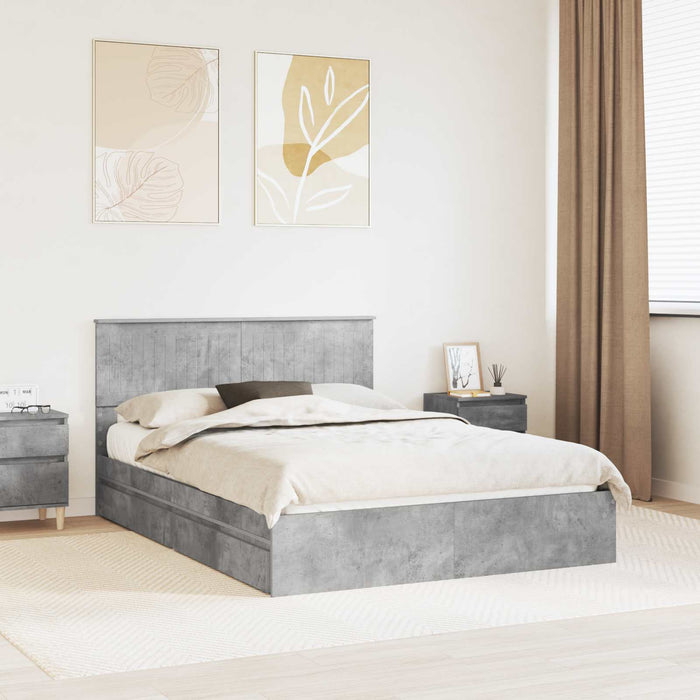 Letto con Contenitore con testiera-Struttura Letto con contenitore Grigio cemento 135 x 190 cm 320523