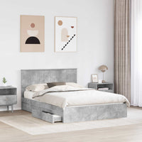 Letto con Contenitore con testiera Grigio cemento 135 x 190 cm 3410808