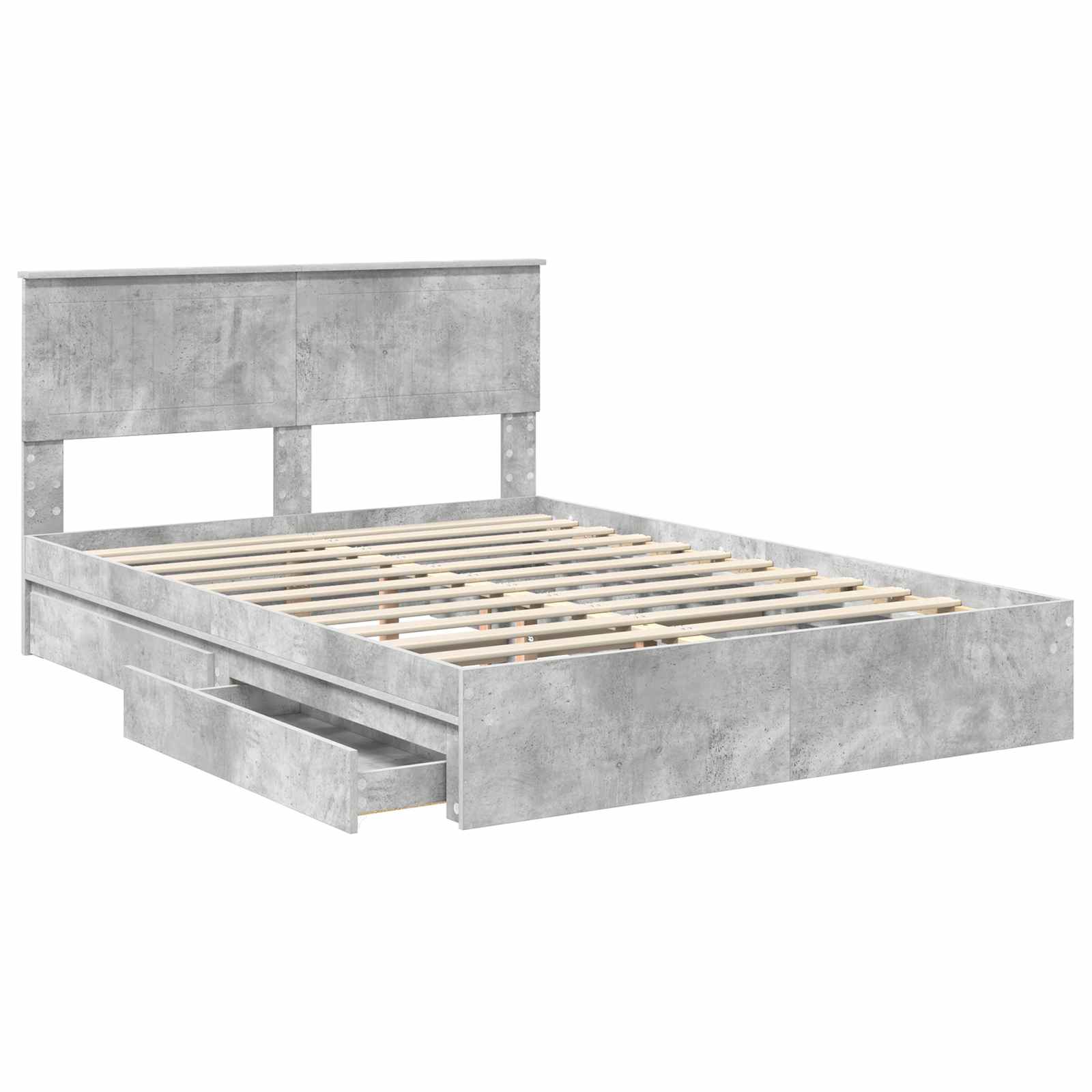 Letto con Contenitore con testiera Grigio cemento 135 x 190 cm 3410808