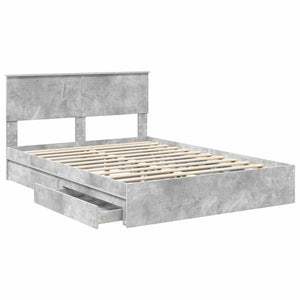 Letto con Contenitore con testiera Grigio cemento 135 x 190 cm 3410808