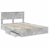 Letto con Contenitore con testiera-Struttura Letto con contenitore Grigio cemento 135 x 190 cm 320523
