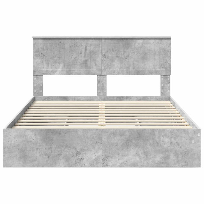 Letto con Contenitore con testiera Grigio cemento 135 x 190 cm 3410808