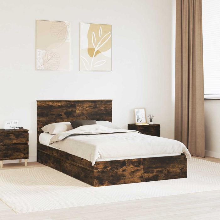 Letto con Contenitore con testiera-Struttura Letto con contenitore Rovere fum¨¦ 120 x 200 cm 211503