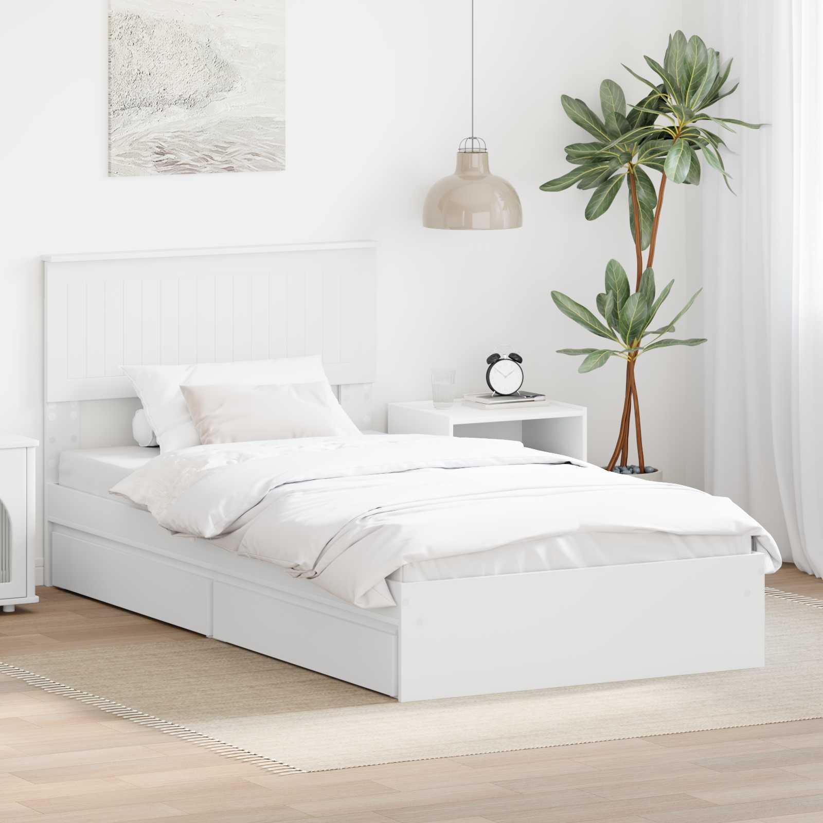 Letto con Contenitore Bianco 100 x 200 cm Legno multistrato 3410826
