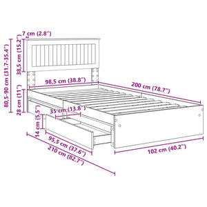 Letto con Contenitore Bianco 100 x 200 cm Legno multistrato 3410826