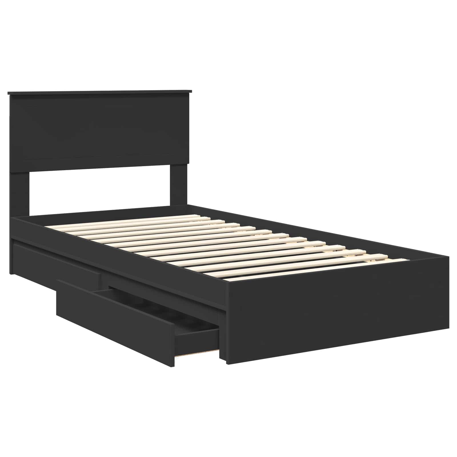 Letto con Contenitore Nero 100 x 200 cm Legno multistrato 3410827