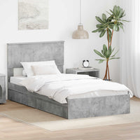 Letto con Contenitore con testiera-Struttura Letto con contenitore Grigio cemento 100 x 200 cm 103869