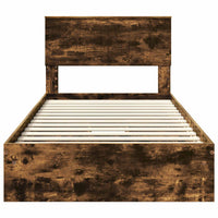 Letto con Contenitore con testiera-Struttura Letto con contenitore Rovere fum¨¦ 100 x 200 cm 392479