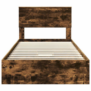 Letto con Contenitore con testiera-Struttura Letto con contenitore Rovere fum¨¦ 100 x 200 cm 392479