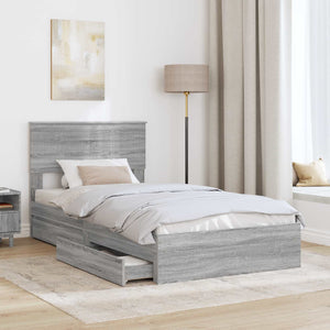 Letto con Contenitore con testiera-Struttura Letto con contenitore Grigio Sonoma 100 x 200 cm 864706