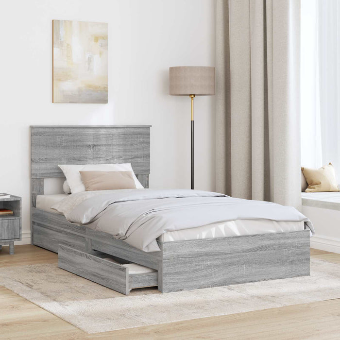 Letto con Contenitore con testiera-Struttura Letto con contenitore Grigio Sonoma 100 x 200 cm 864706