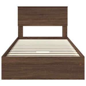 Letto con Contenitore con testiera-Struttura Letto con contenitore Rovere Marrone 100 x 200 cm 472155