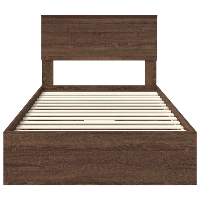 Letto con Contenitore con testiera-Struttura Letto con contenitore Rovere Marrone 100 x 200 cm 472155