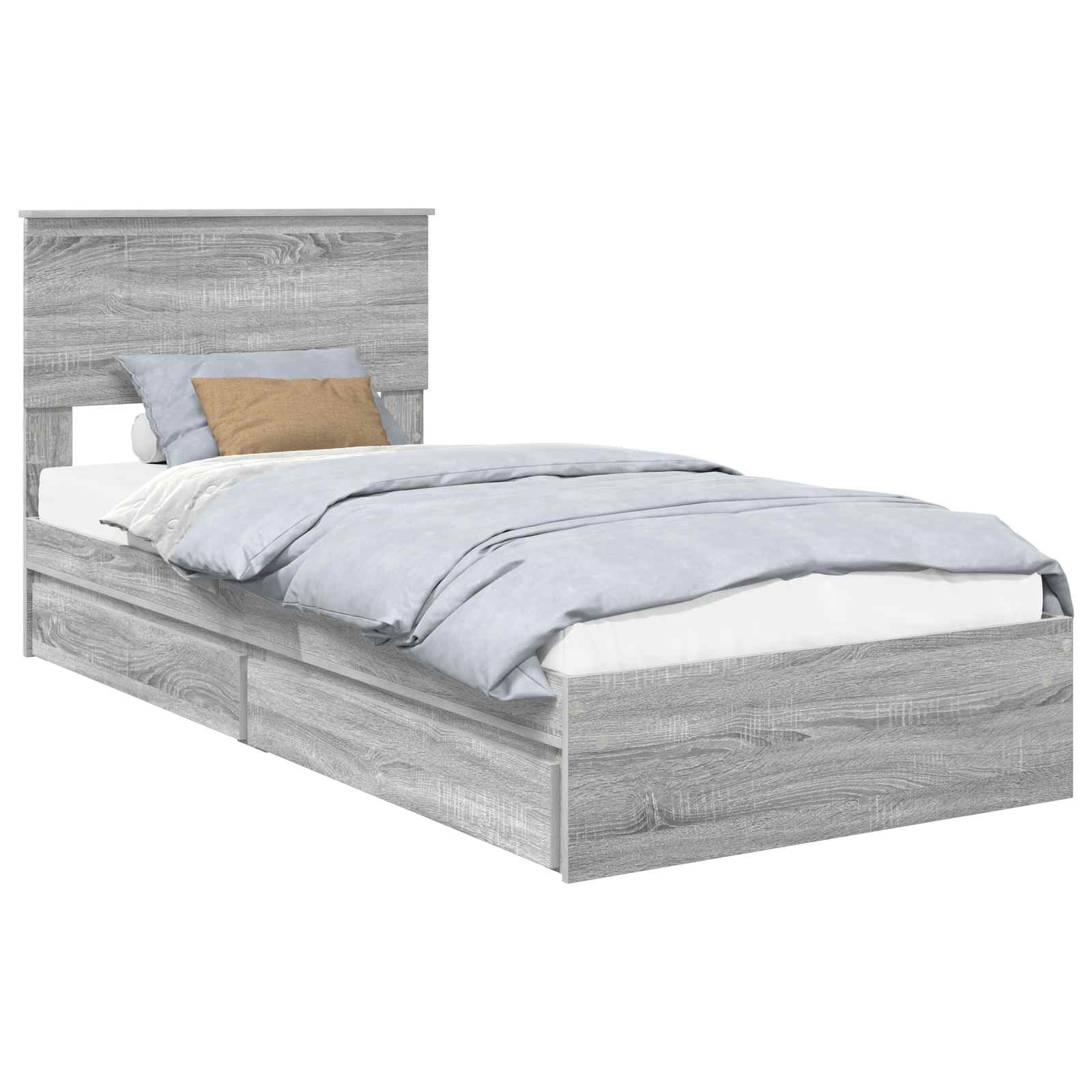 Letto con Contenitore con testiera-Struttura Letto con contenitore Grigio Sonoma 90 x 200 cm 869275