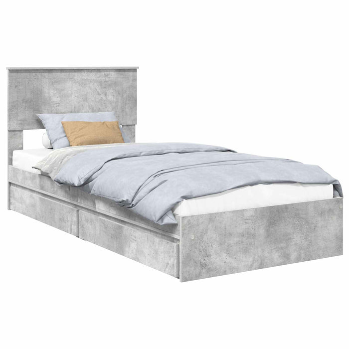 Letto con Contenitore con testiera-Struttura Letto con contenitore Grigio cemento 90 x 190 cm 267105