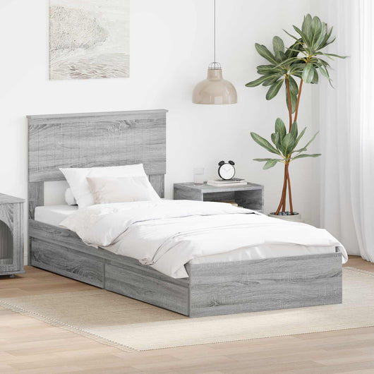 Letto con Contenitore con testiera-Struttura Letto con contenitore Grigio Sonoma 90 x 190 cm 519998