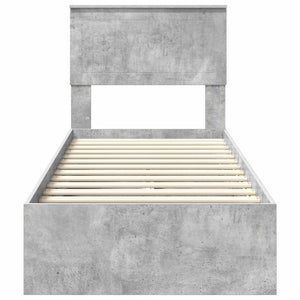 Letto con Contenitore con testiera-Struttura Letto con contenitore Grigio cemento 75 x 190 cm 751970