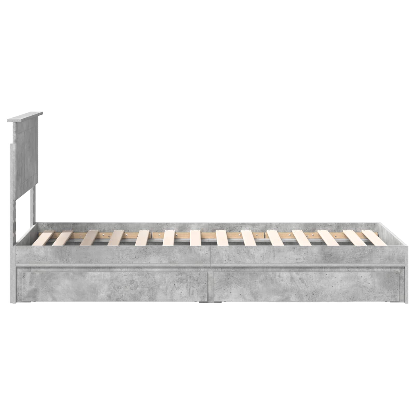 Letto con Contenitore con testiera-Struttura Letto con contenitore Grigio cemento 75 x 190 cm 751970