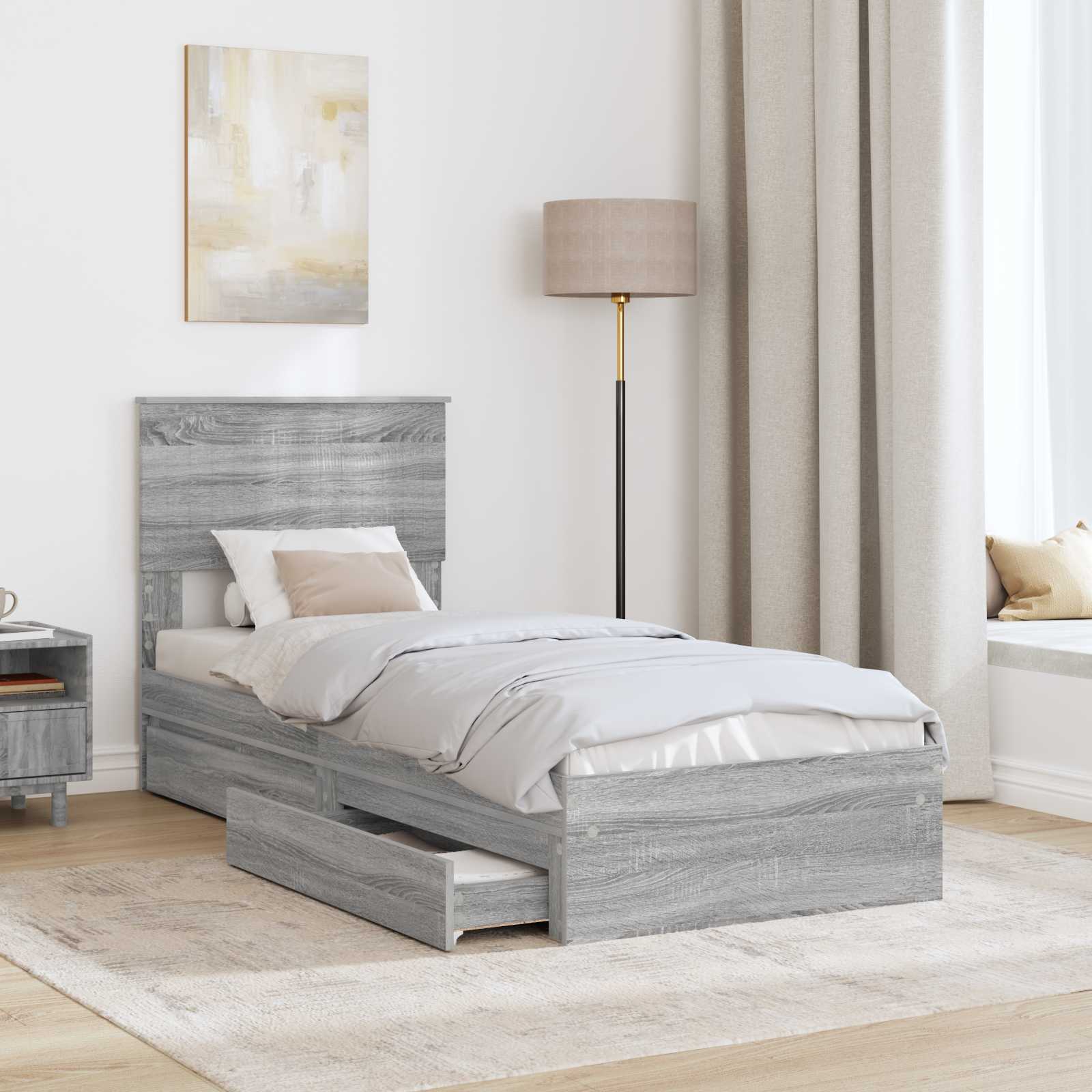 Letto con Contenitore con testiera Grigio Sonoma 75 x 190 cm 3410852