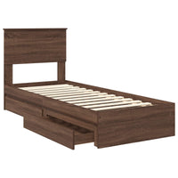 Letto con Contenitore con testiera-Struttura Letto con contenitore Rovere Marrone 75 x 190 cm 107275