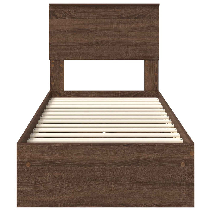 Letto con Contenitore con testiera-Struttura Letto con contenitore Rovere Marrone 75 x 190 cm 107275