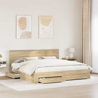 Struttura del letto con testiera-Giroletto con Testiera Rovere Sonoma 200 x 200 cm 563664