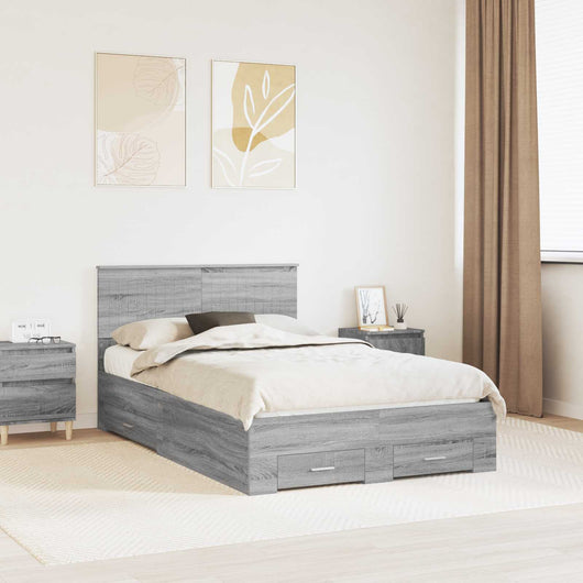 Struttura del letto con testiera-Giroletto con Testiera Grigio Sonoma 120 x 200 cm 638388