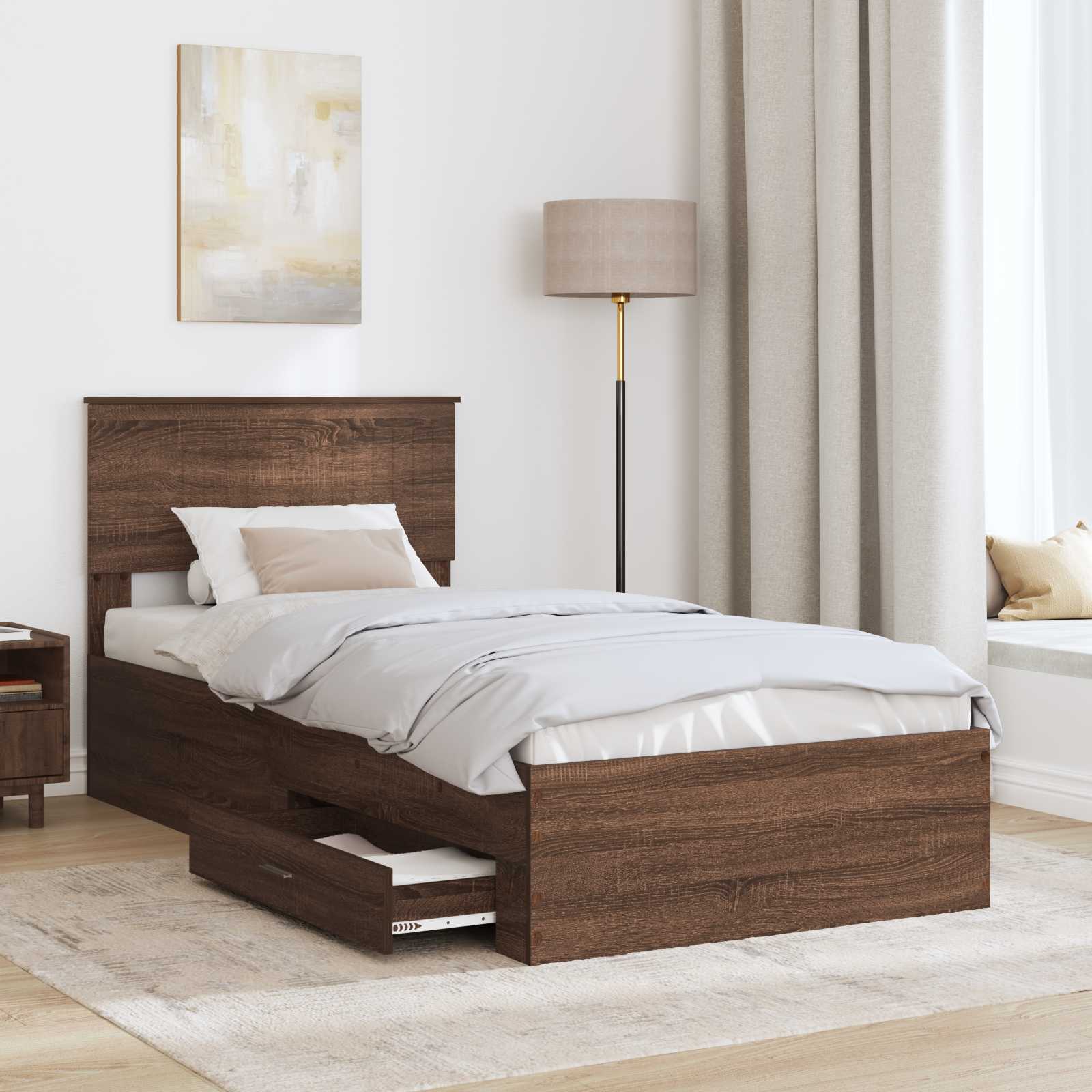 Struttura del letto Rovere Marrone e Argento 90 x 190 cm 3410955